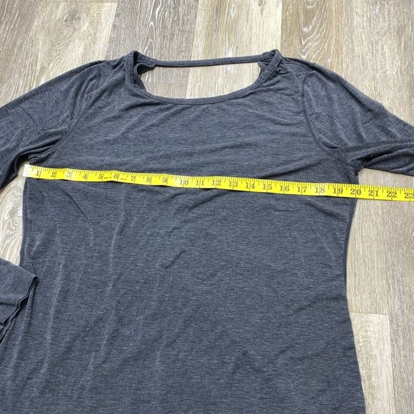 GAP Fit Round Neck Keyhole Back Grey Pullover Long Sleeve Shirt Women's Large - Picture 6 of 10